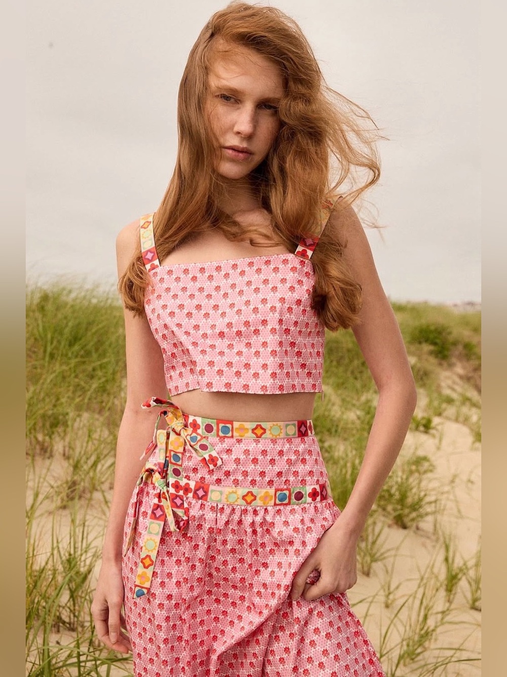 Hill House Home The Clara Crop Top Pink Cala Check M